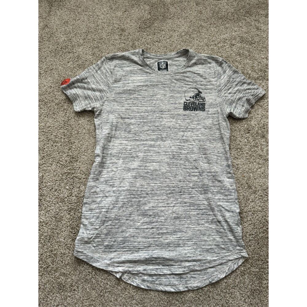 Cleveland Browns Shirt Mens Medium NFL Team Apparel White Grey Short Sleeved